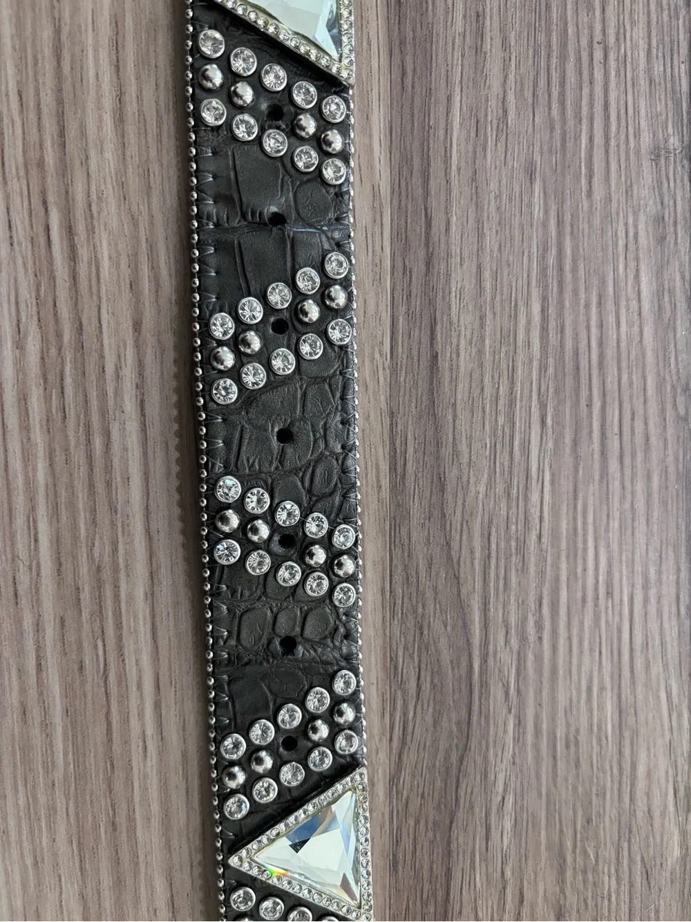 Studded Leather Belt with Silver Accents